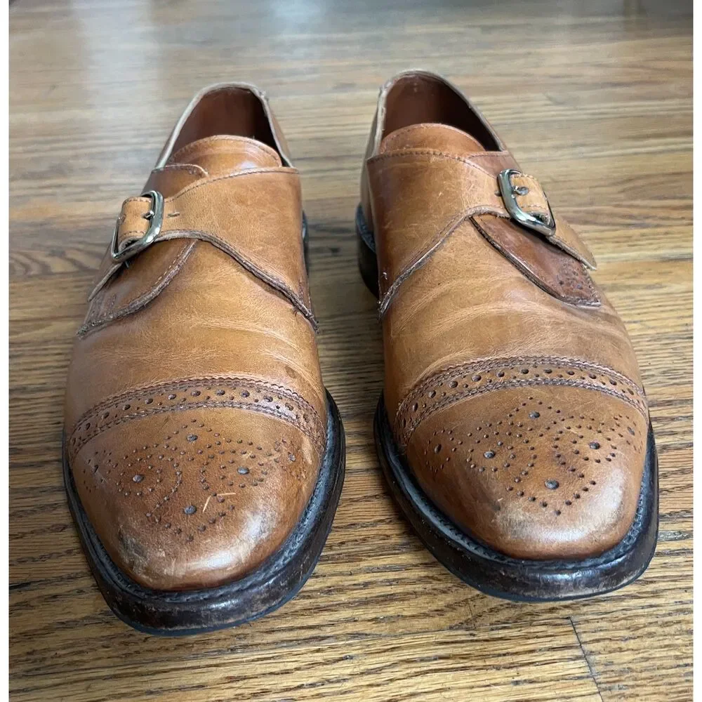 Allen Edmonds Tan Leather Monk Strap Dress Shoes  Mens Size Uk 9.5 US 10.5